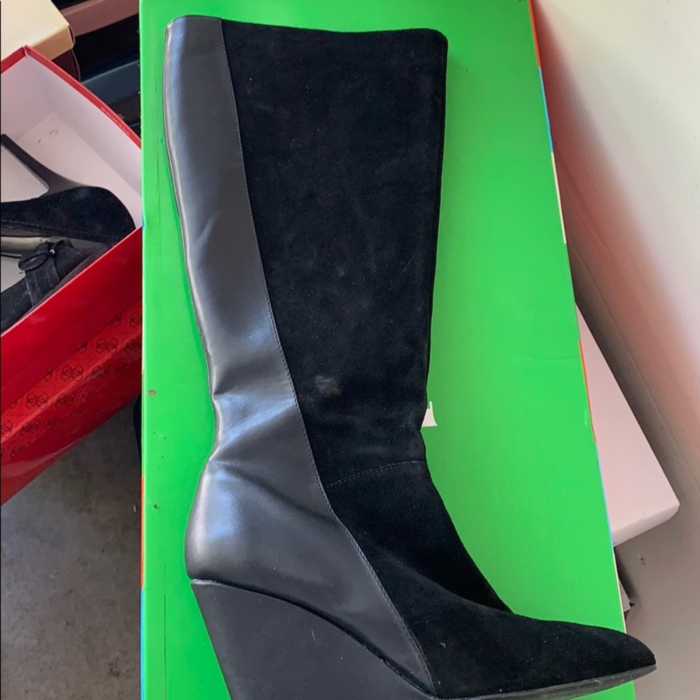 Black Suede and Leather Boots by Charles David